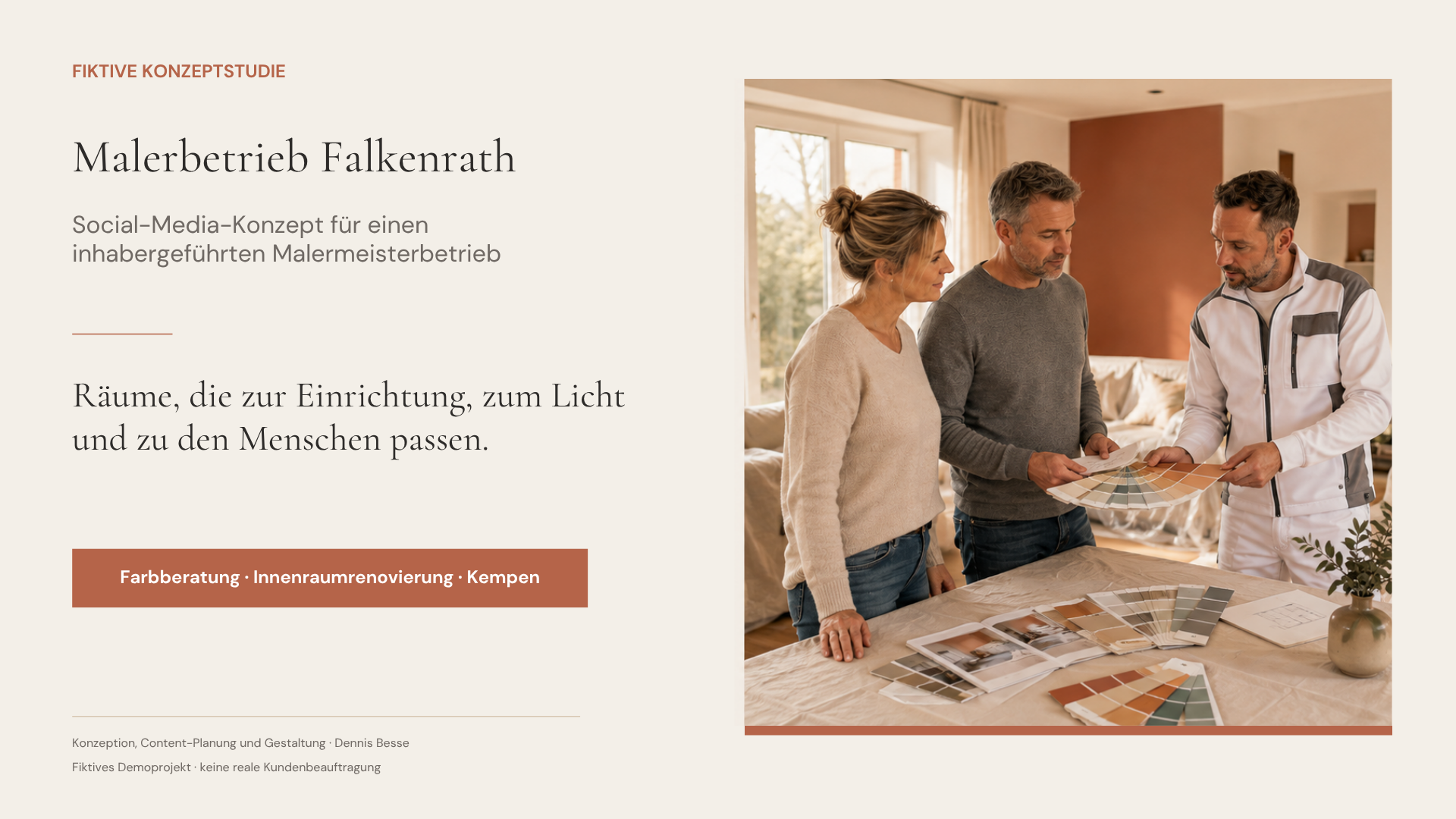 Malerbetrieb Falkenrath – Titelseite der Konzeptstudie